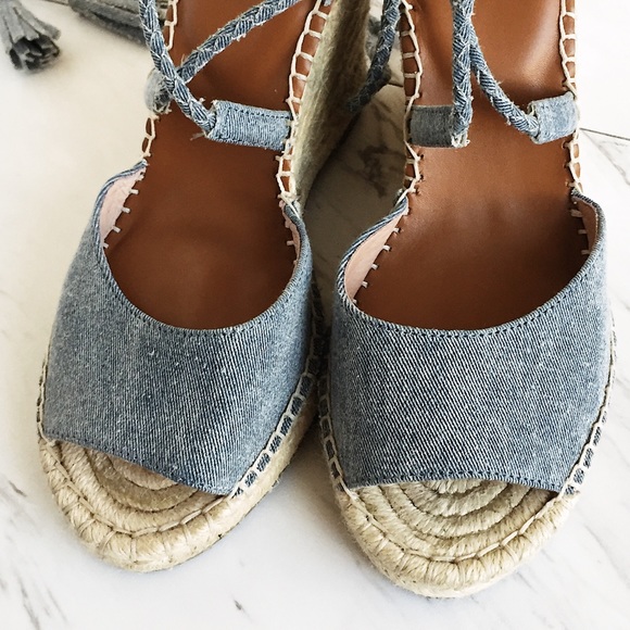 Joie chambray espadrille lace-up wedges - Picture 2 of 7