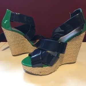 Wedges- Navy and Green