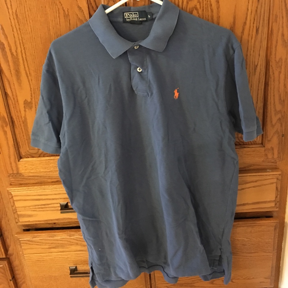 Polo shirt blue knit golf shirt