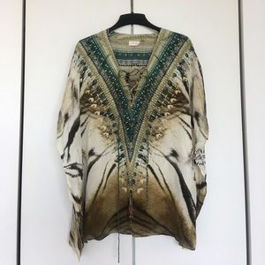 Camilla short tunic/coverup in tiger print OS