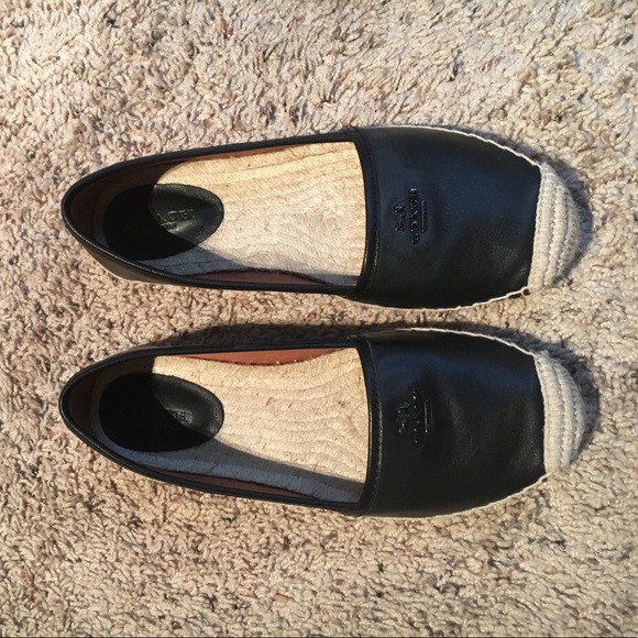 Coach Shoes - Coach Black Leather Rhodelle Espadrilles