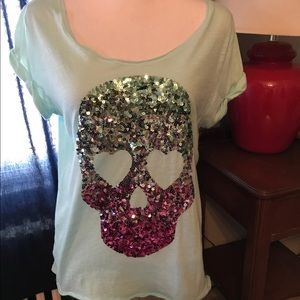 Victoria Secret sequined skull t-shirt