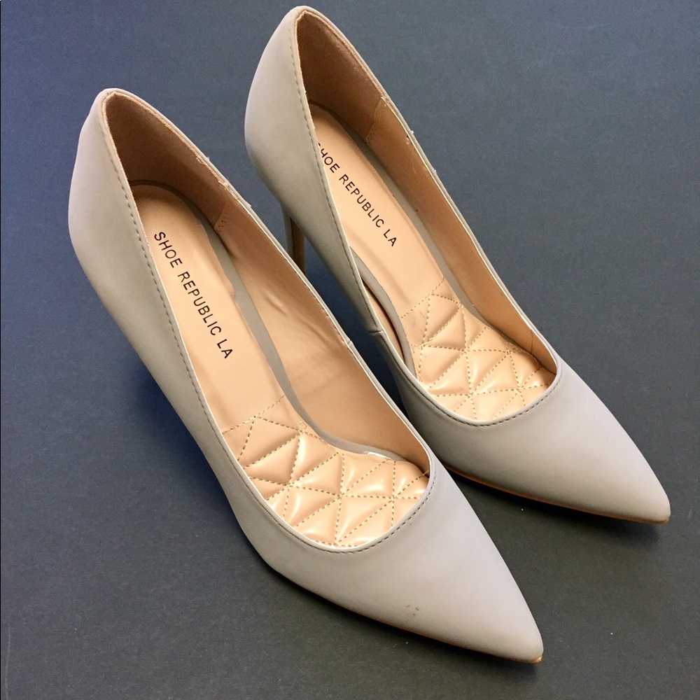Grey suede heels