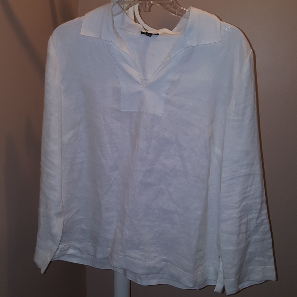 Talbots White Linen Top