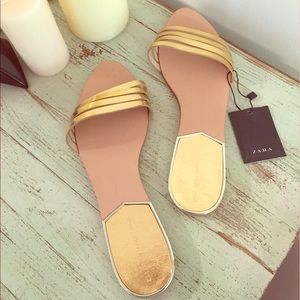 Zara gold flat sandals