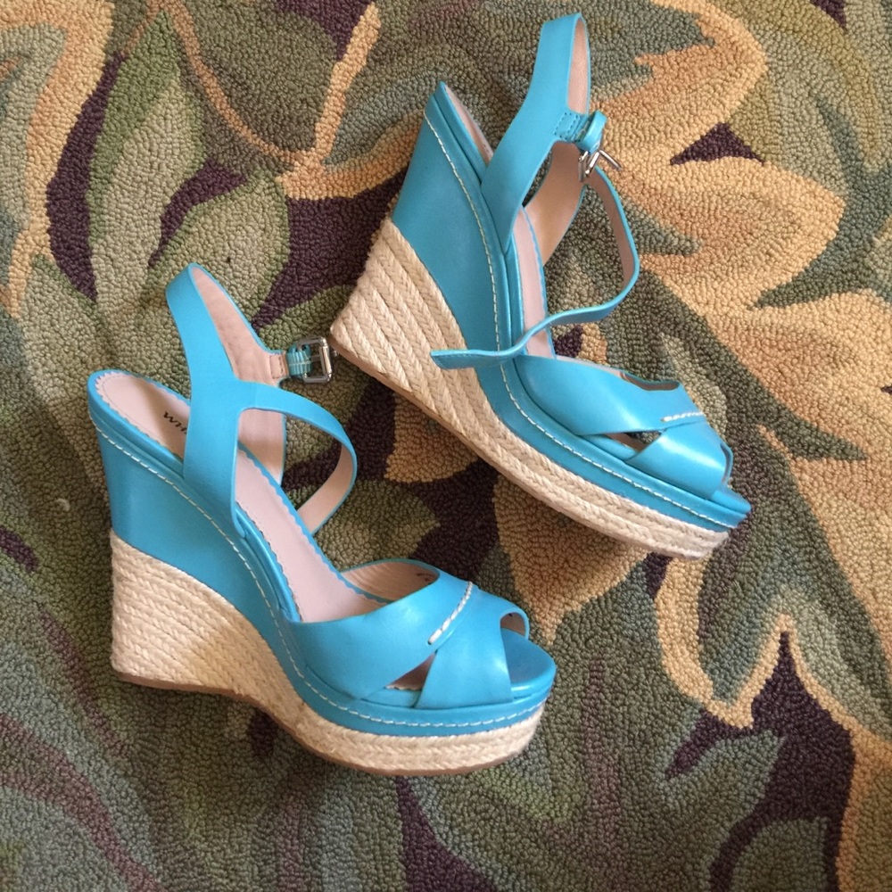 Blue Wedge Sandals