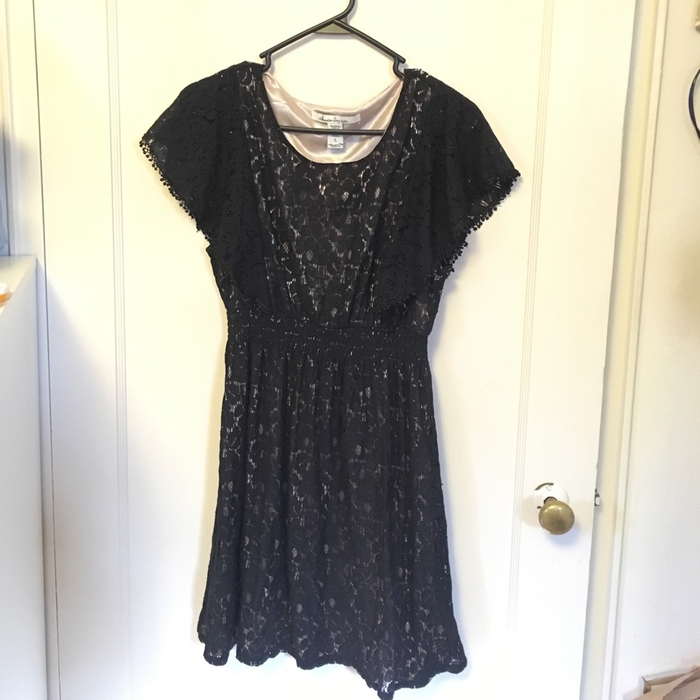 Black lace dress with champagne lining