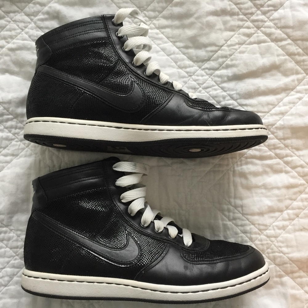 Metallic Black Nike High Top Court Sneakers
