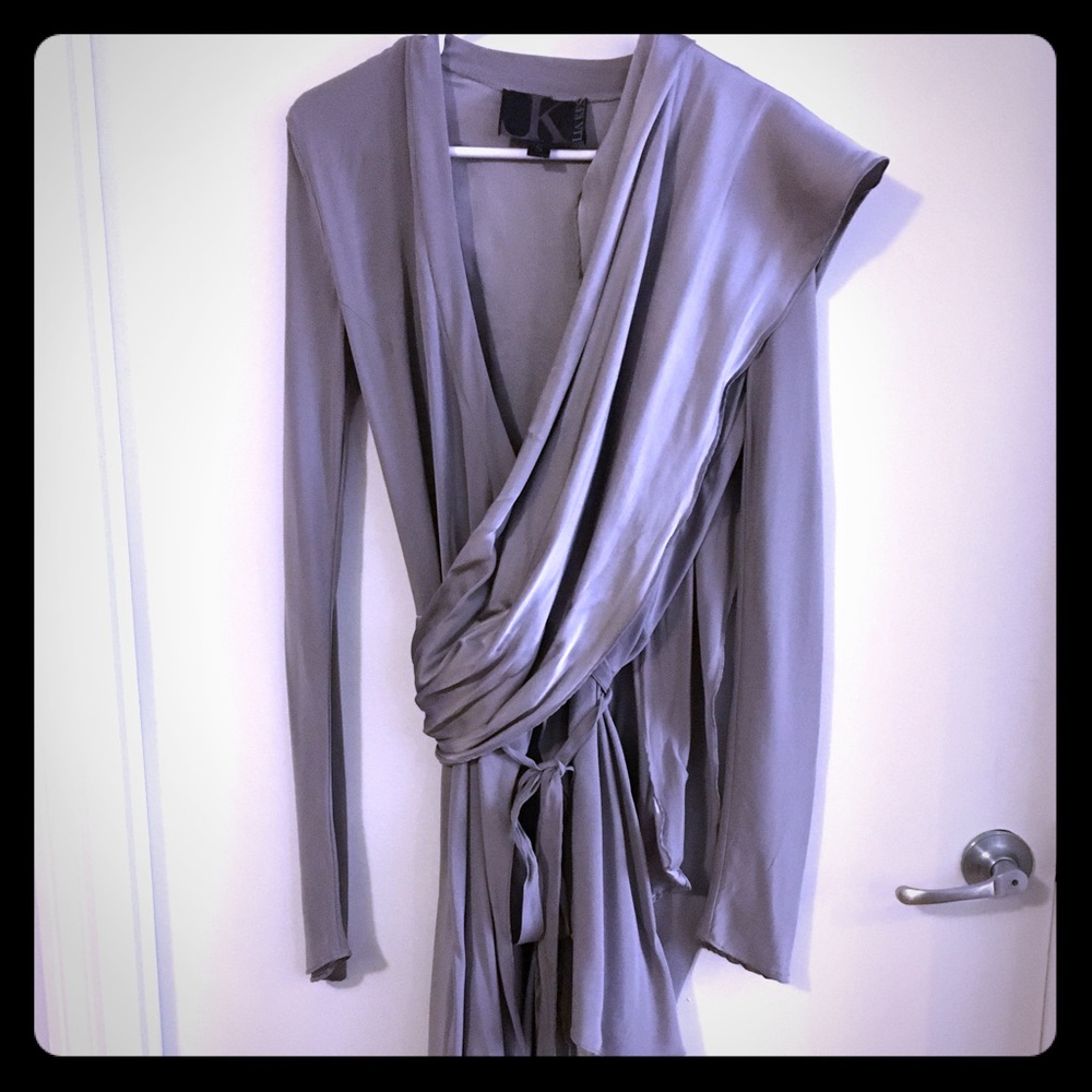 Silver-ish Wrap Around Aysmmetrical Dress