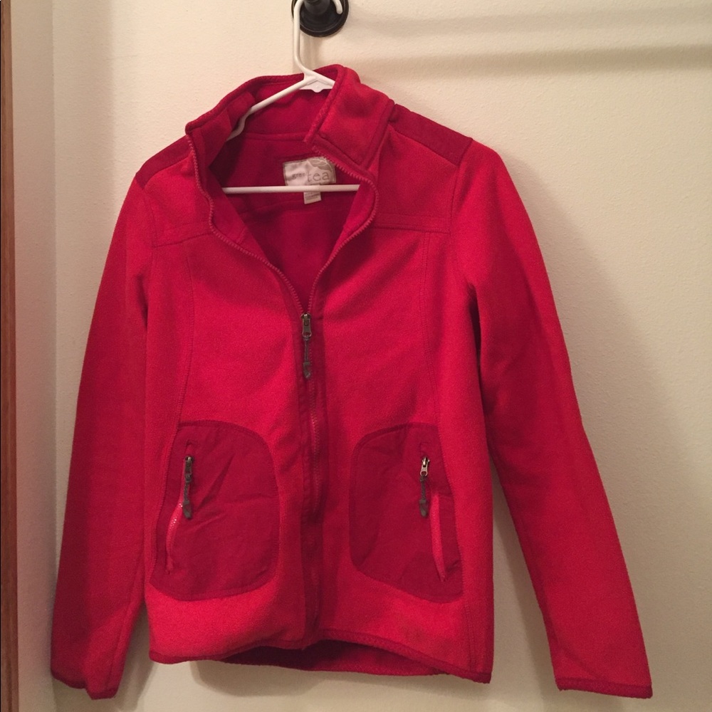 All red full zip jacket! Only worn a couple times!