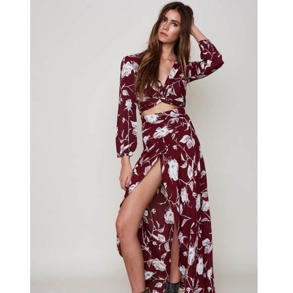 Flynn Skye Wrap It Up Skirt Wine Blossom - Picture 3 of 4