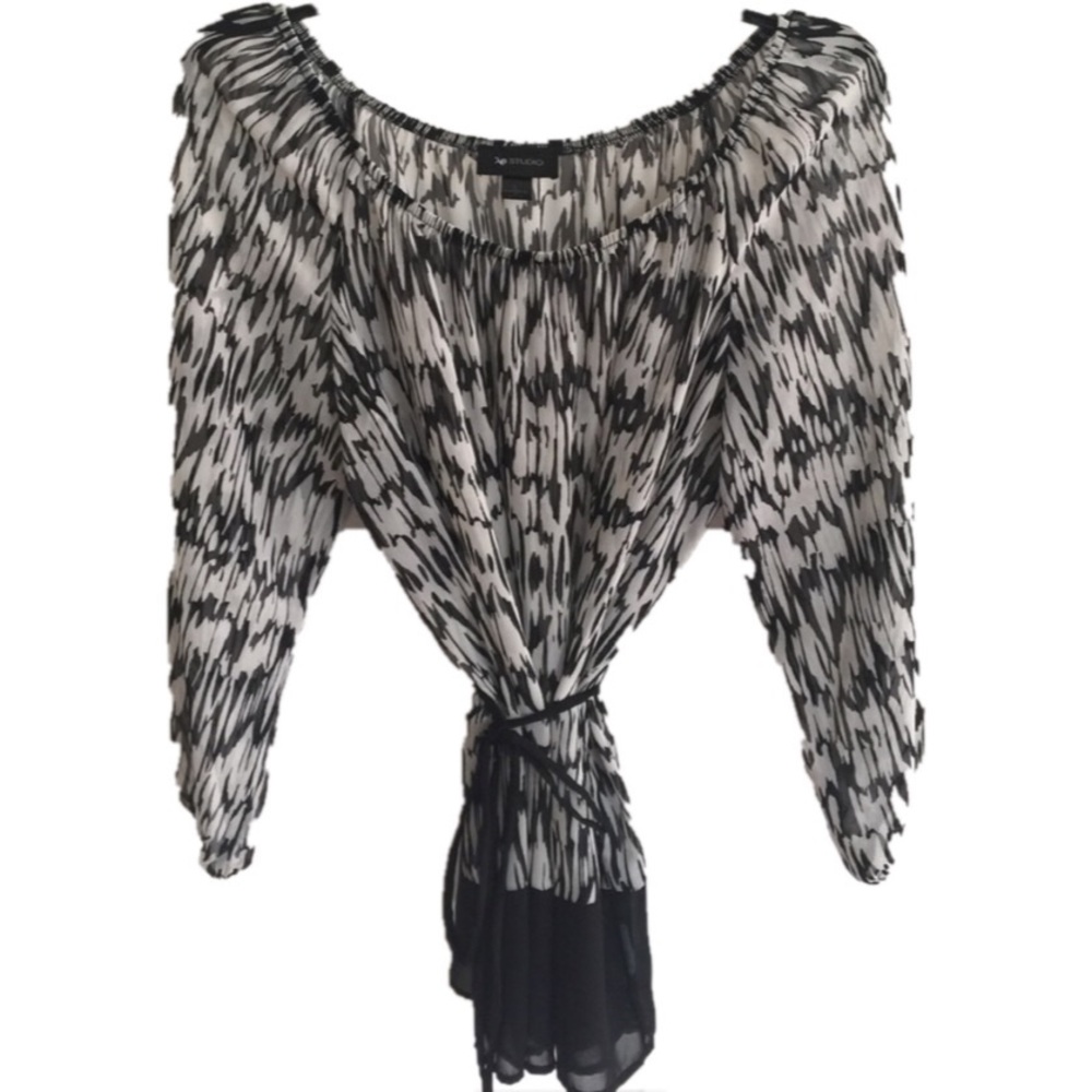 💕3/4 Sleeve Sheer SZ L Tie Waist Super Versatile