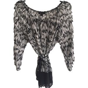 💕3/4 Sleeve Sheer SZ L Tie Waist Super Versatile