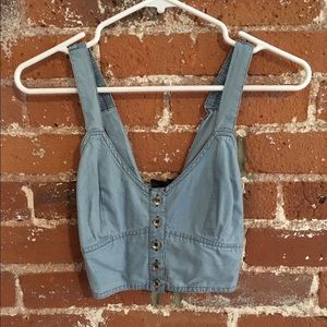 Top shop chambray button front crop top