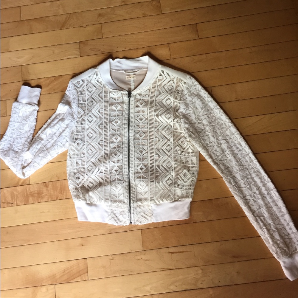 Hollister Cream Sheer & Mesh Jacket