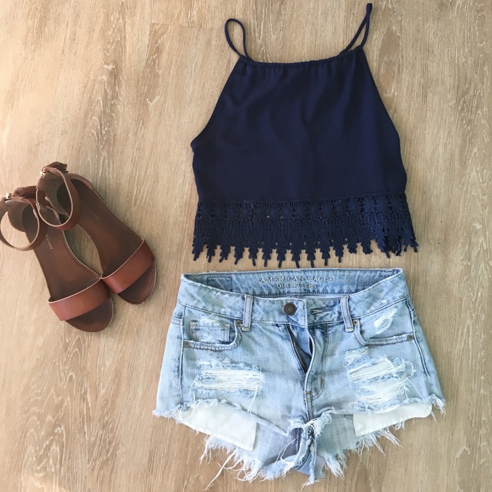 Navy crop top tank. Size XS