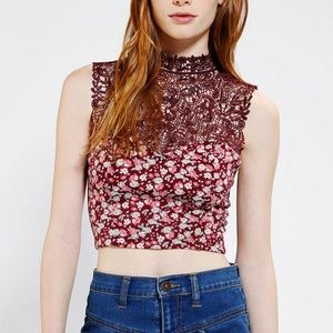 NWOT Urban Outfitters Burgundy Lace Crochet Top