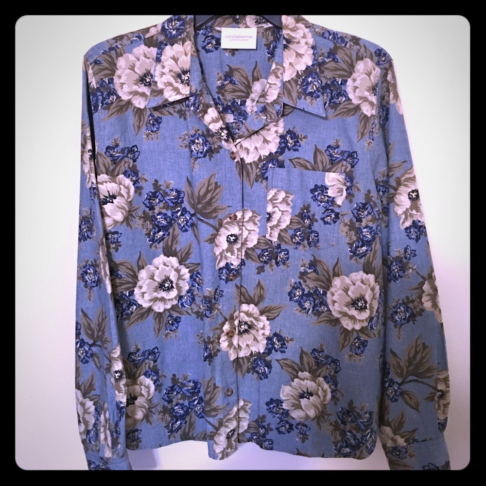 Liz Claiborne Denim floral shirt.
