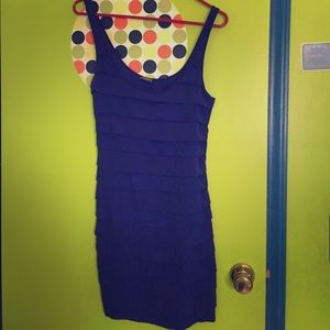 Blue tank fringe mini dress