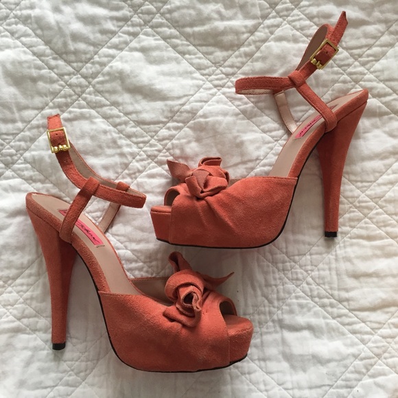 Betsey Johnson Haylie Platform Sandal Heels -Coral - Picture 4 of 8