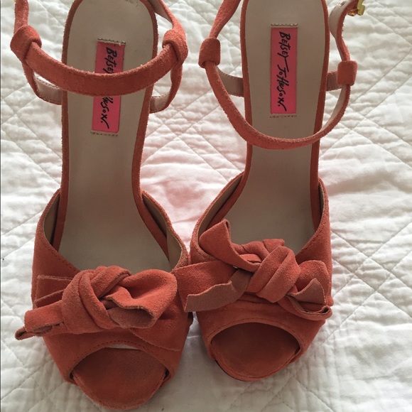 Betsey Johnson Haylie Platform Sandal Heels -Coral - Picture 5 of 8