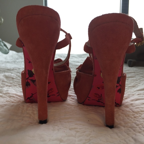 Betsey Johnson Haylie Platform Sandal Heels -Coral - Picture 8 of 8