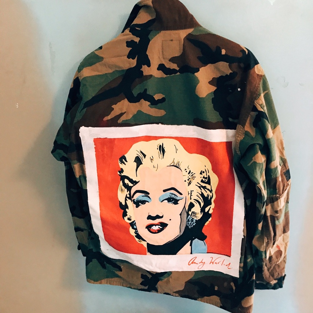 Hand painted Andy Warhol Marilyn vintage jacket