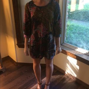 Paisley shift dress with key hole back