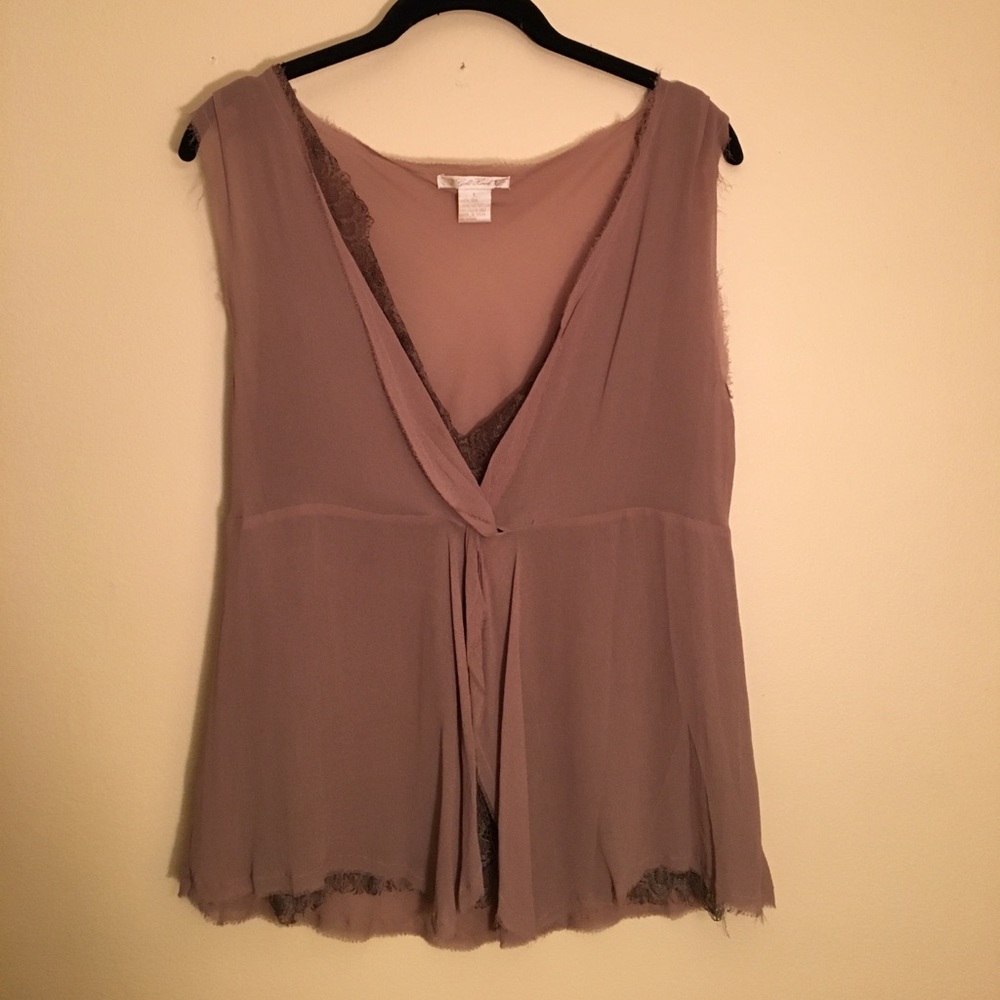 Gold Hawk brown lace & chiffon floaty top.