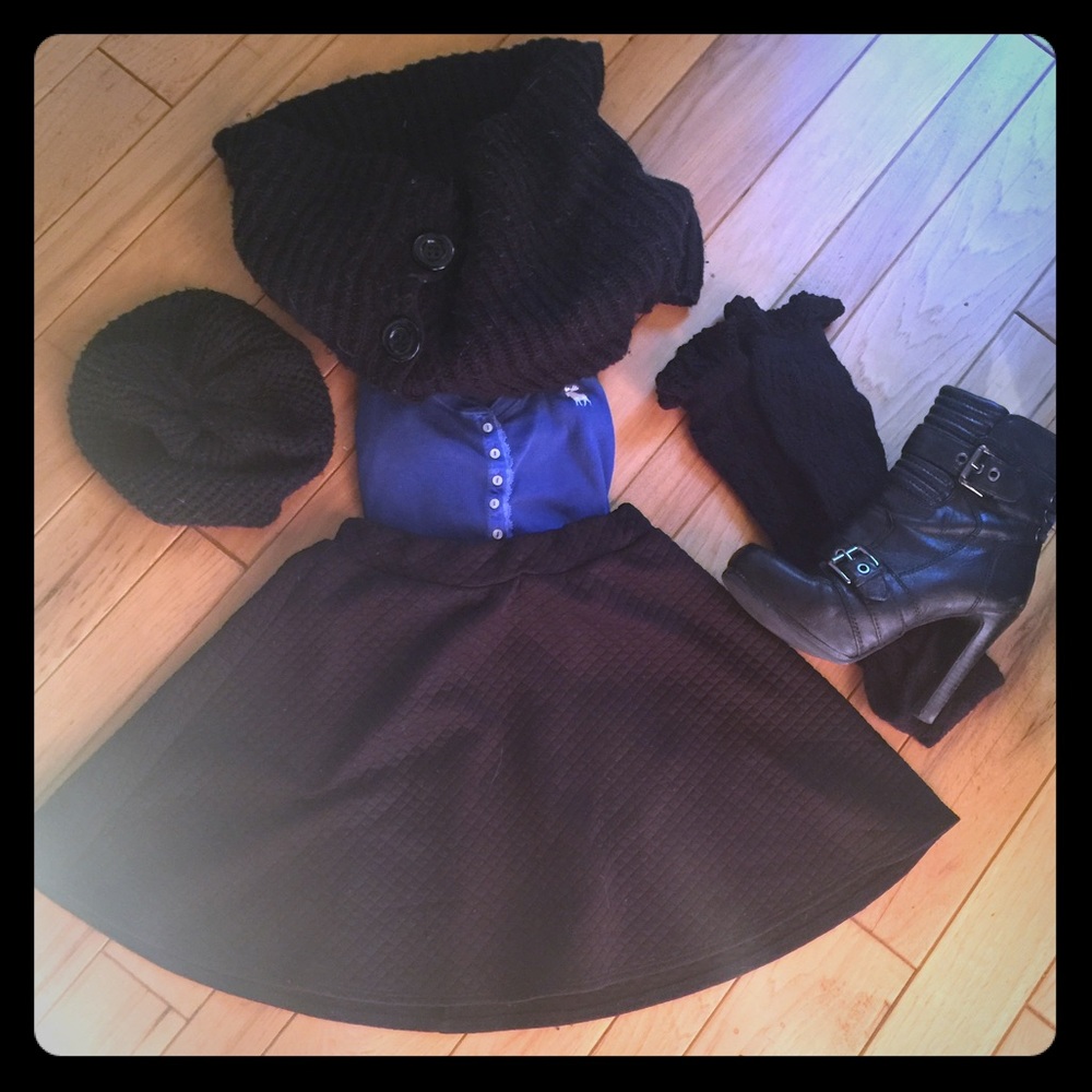 Joe B Black Short Skater Skirt