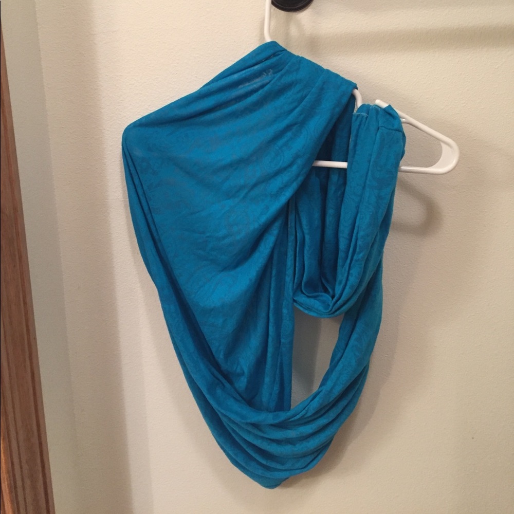 Patterned blue infinity scarf