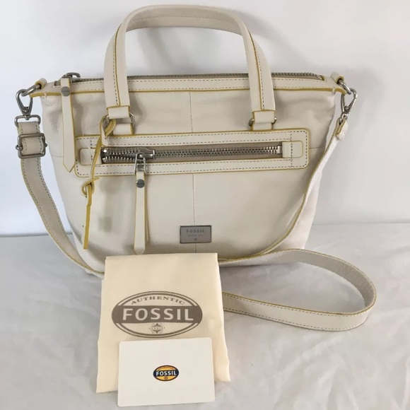 Fossil Handbags - Fossil Dawson Leather Satchel Vanilla Handbag