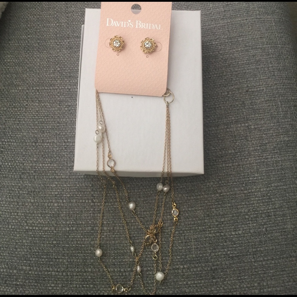 Davids bridal matching earring and necklace set