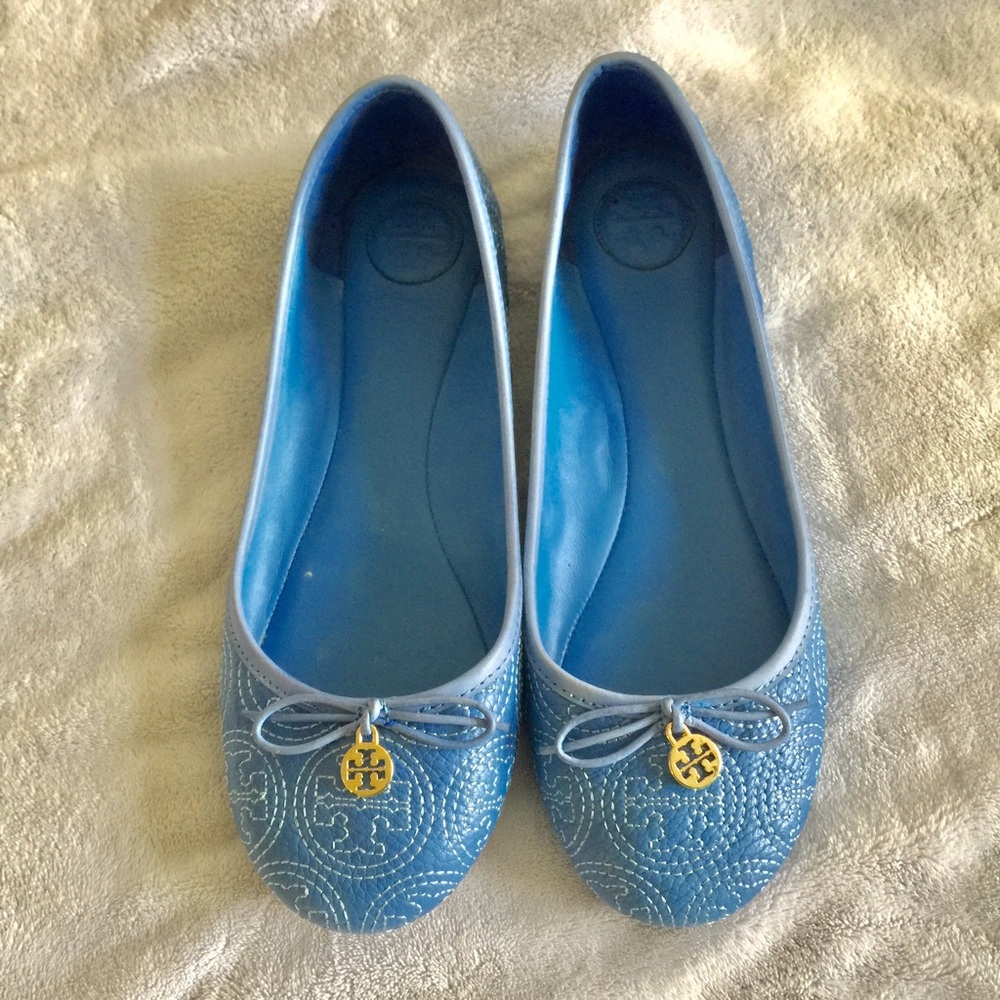 Tory Burch Bright Blue embroidered flats