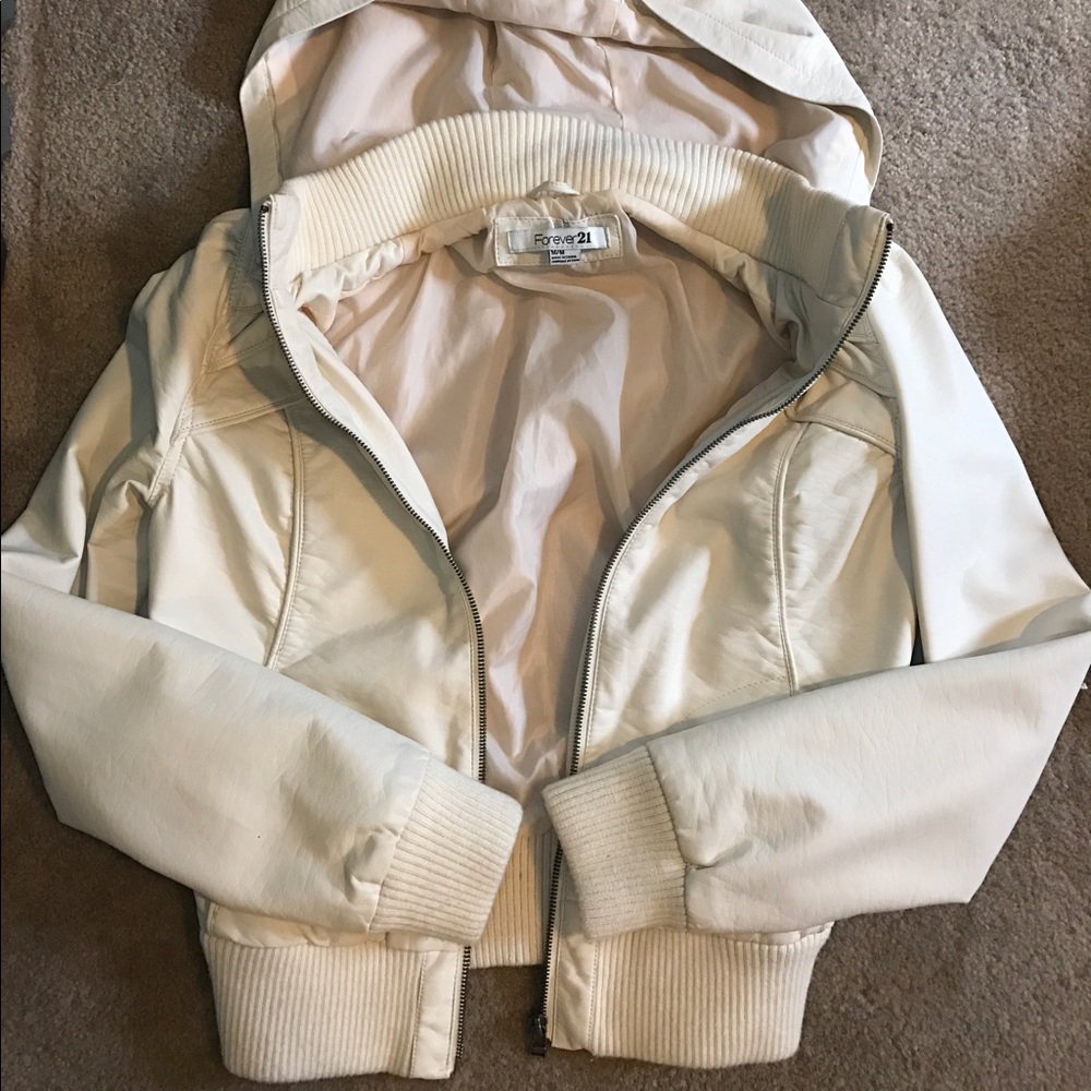 off white/ cream faux leather jacket