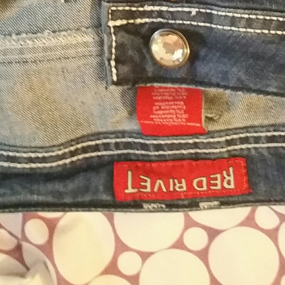Red rivet jeans great shape distressed