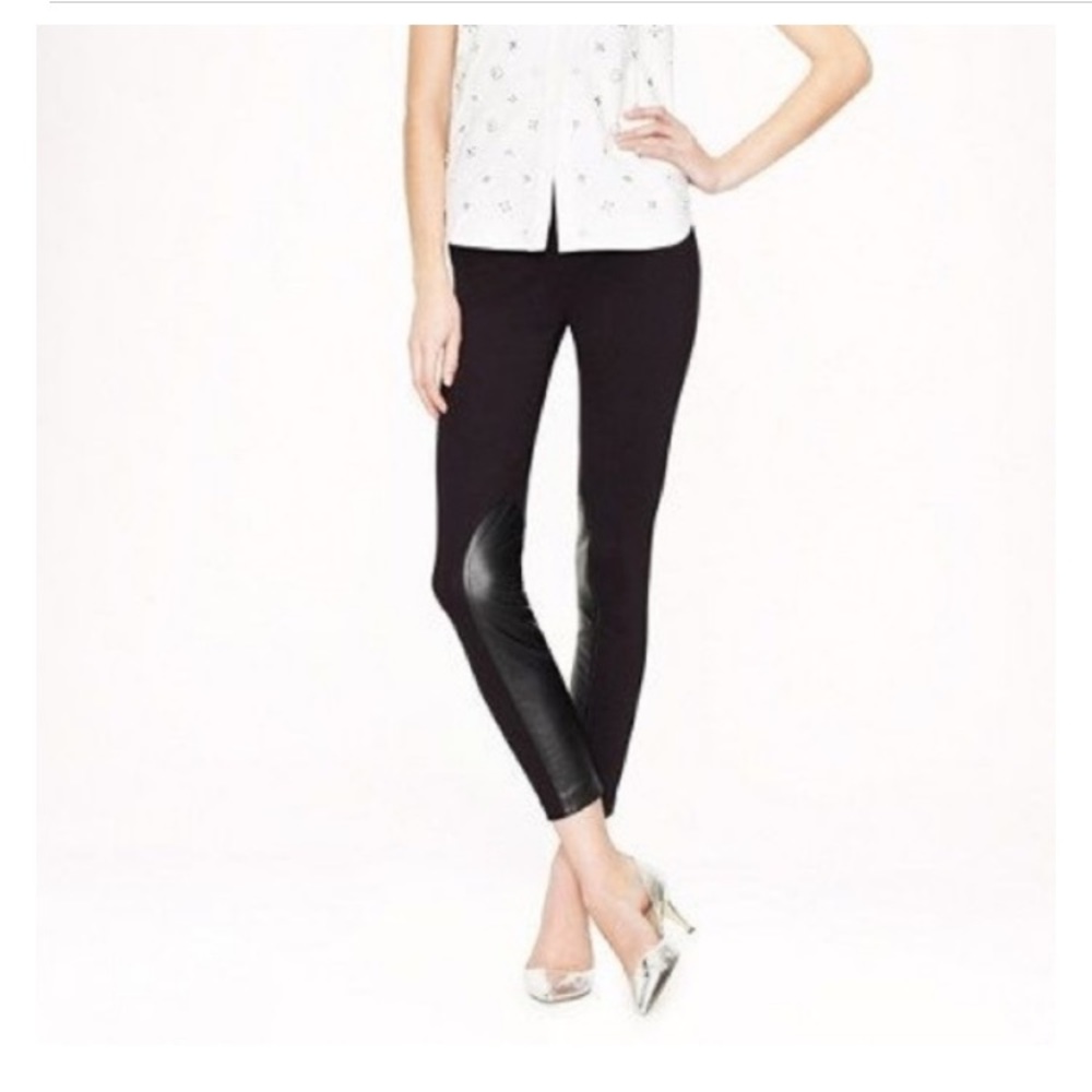 J. Crew Ponte Leggings w leather detail