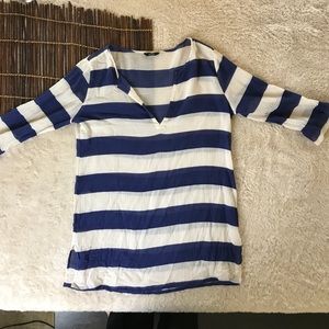 J.Crew women's M navy blue and cream striped tunic