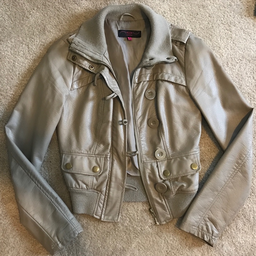 Barely used tan/brown faux leather jacket