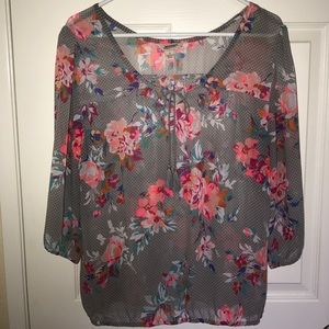 Grey floral blouse