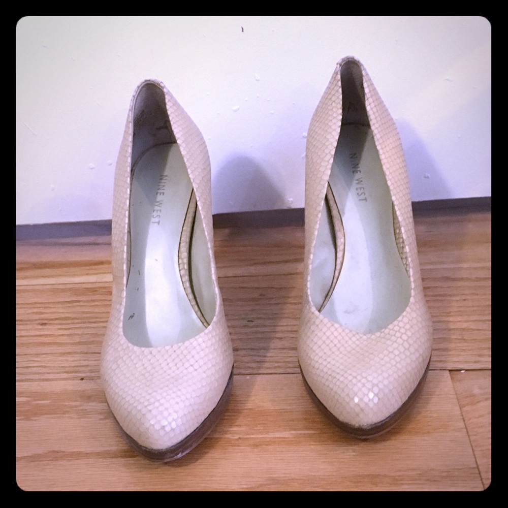 Cream & Wood Animal Print Heels