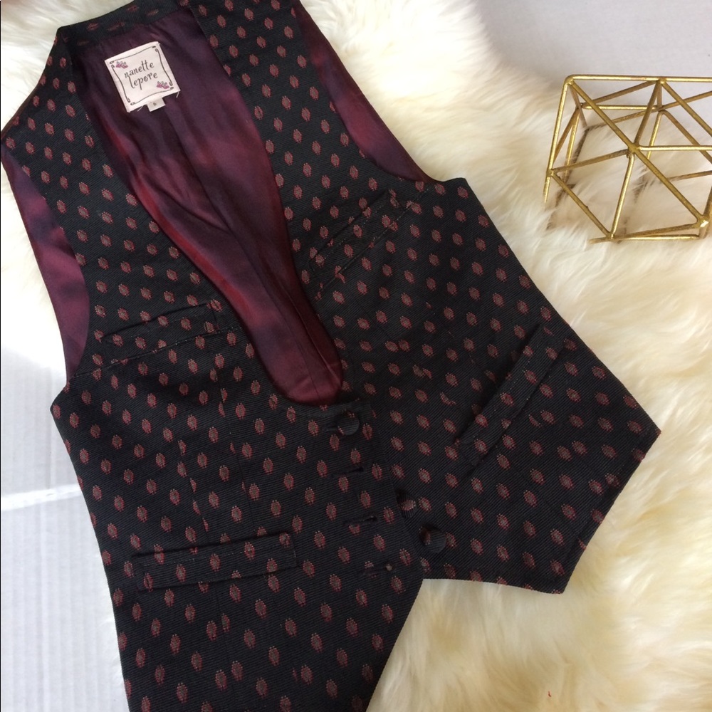 Nanette Lepore Woven Vest Red / Black