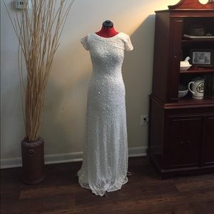Adrianna Papell White Sequin Gown