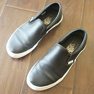 Perforated Black Slip-Ons