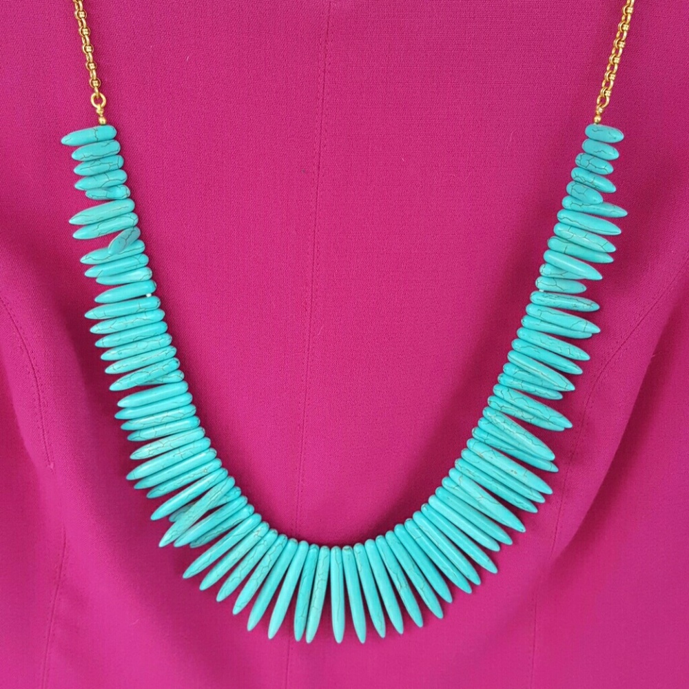 Faux turquoise necklace with gold chain