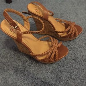 Brown wedge heels
