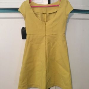 ZARA Yellow Capped Yellow Zip Back Dress