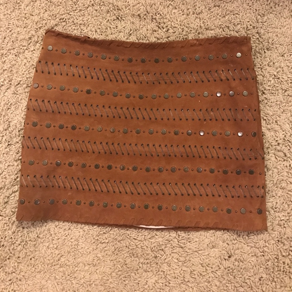Haute Hippie suede leather studded skirt sz M