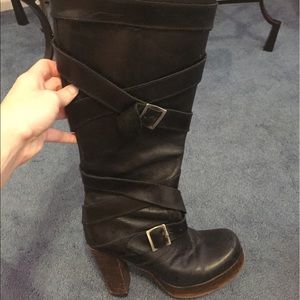 Black heeled boots