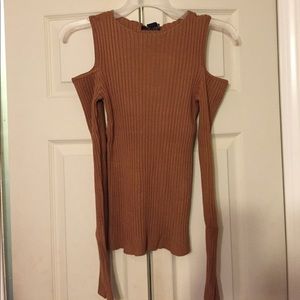Camel cold shoulder top